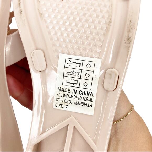 Victoria Adames Marsella Cream Pearl Jelly Slide Sandals Sz 7 - Picture 3 of 7